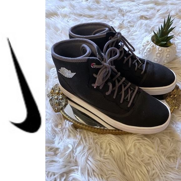 NIKE AIR JORDAN Jasmine GG Black Metallic Silver Dark Grey Kids Shoe Size 8Y - Picture 6 of 16